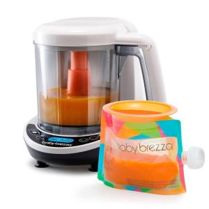 imageBaby Brezza One Step Baby Food Maker Deluxe  Auto shut Off Dishwasher Safe Cooker and Blender to Steam  Puree Organic Food for Infants  Toddlers  Set of 3 Pouches  3 Funnels